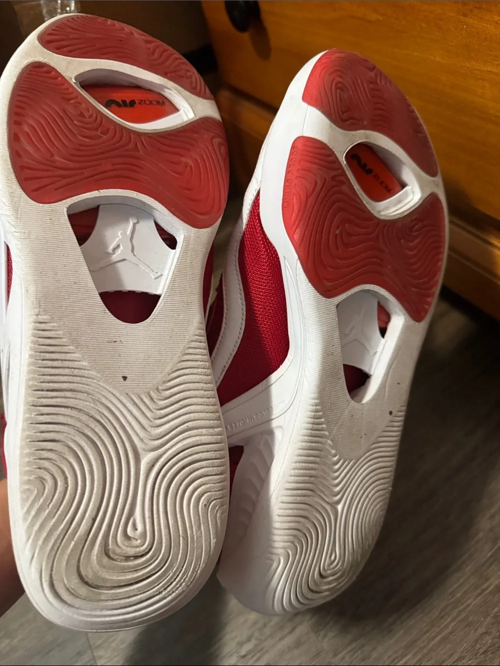 Jordan Men's Red Athletic Sneakers with White Outsole